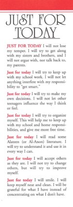 Just for Today - Alateen bookmark