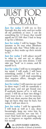 Just For Today - Bookmark