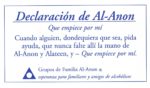Tarjeta con la Declaración de Al-Anon